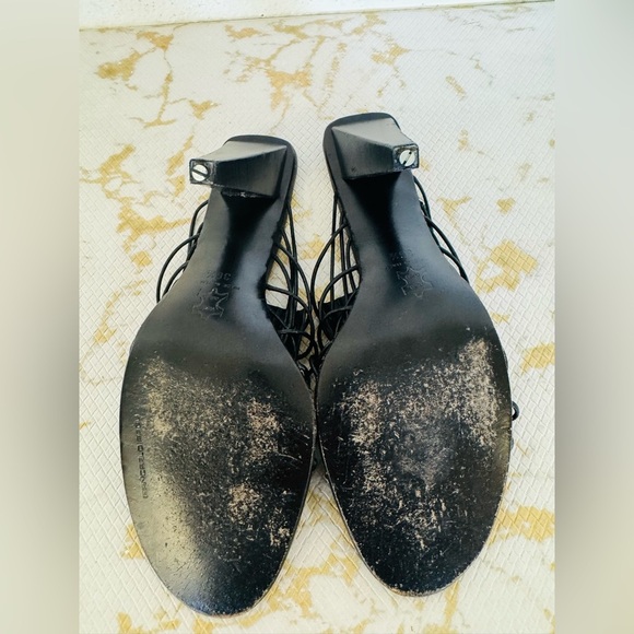 🔥🔥FINAL CLEARENCE🔥🔥 GIANCARLO PAOLI Black Leather Strap 90’s Heel Sandals EU36.5 - Picture 6 of 8